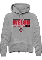 Rocco Welsh  Rally Ohio State Buckeyes Mens Graphite NIL Stacked Box Long Sleeve Hoodie