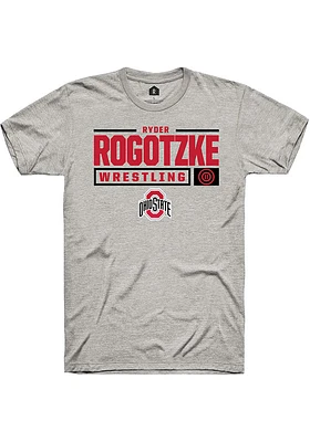 Ryder Rogotzke  Ohio State Buckeyes Ash Rally NIL Stacked Box Short Sleeve T Shirt