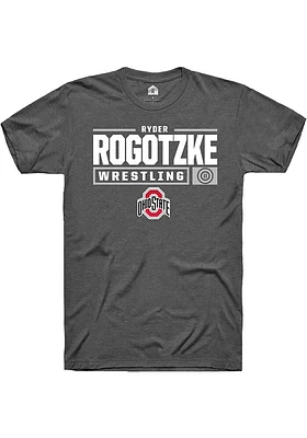 Ryder Rogotzke  Ohio State Buckeyes Dark Grey Rally NIL Stacked Box Short Sleeve T Shirt