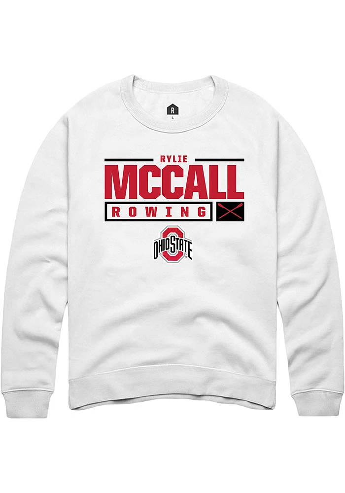 Rylie McCall Rally Ohio State Buckeyes Mens NIL Stacked Box Long Sleeve Crew Sweatshirt