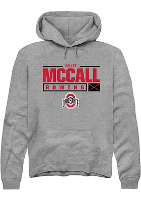 Rylie McCall  Rally Ohio State Buckeyes Mens Graphite NIL Stacked Box Long Sleeve Hoodie