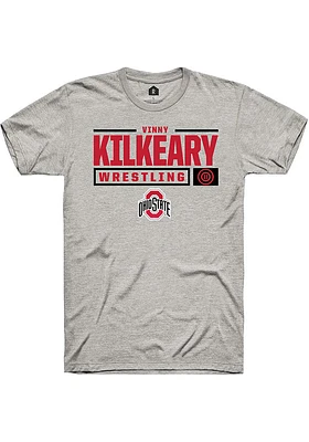 Vinny Kilkeary  Ohio State Buckeyes Ash Rally NIL Stacked Box Short Sleeve T Shirt