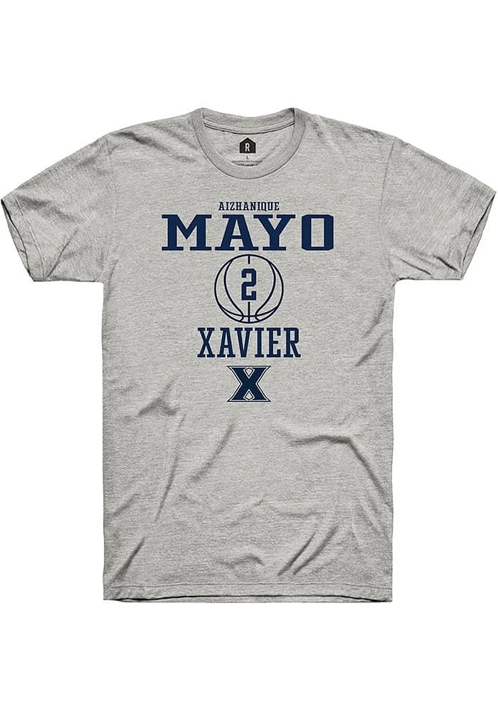 Aizhanique Mayo  Xavier Musketeers Ash Rally NIL Sport Icon Short Sleeve T Shirt