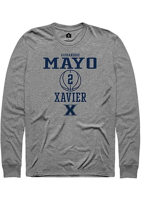 Aizhanique Mayo  Xavier Musketeers Graphite Rally NIL Sport Icon Long Sleeve T Shirt