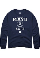 Aizhanique Mayo  Rally Xavier Musketeers Mens Navy Blue NIL Sport Icon Long Sleeve Crew Sweatshi..