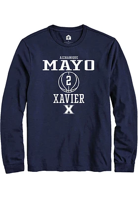 Aizhanique Mayo  Xavier Musketeers Navy Blue Rally NIL Sport Icon Long Sleeve T Shirt