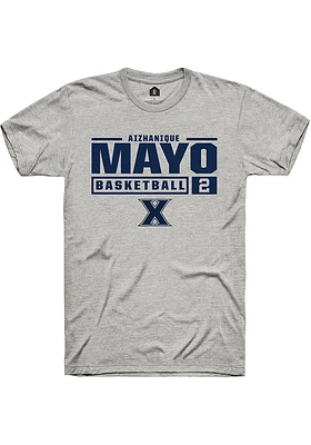 Aizhanique Mayo  Xavier Musketeers Ash Rally NIL Stacked Box Short Sleeve T Shirt