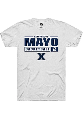 Aizhanique Mayo  Xavier Musketeers White Rally NIL Stacked Box Short Sleeve T Shirt