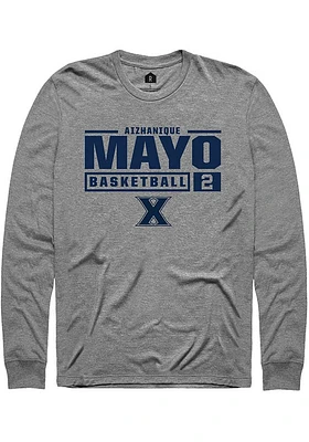 Aizhanique Mayo  Xavier Musketeers Graphite Rally NIL Stacked Box Long Sleeve T Shirt