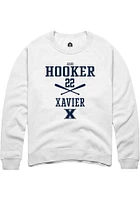 Jake Hooker  Rally Xavier Musketeers Mens White NIL Sport Icon Long Sleeve Crew Sweatshirt