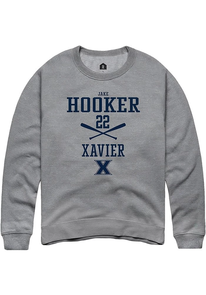 Jake Hooker Rally Xavier Musketeers Mens Graphite NIL Sport Icon Long Sleeve Crew Sweatshirt