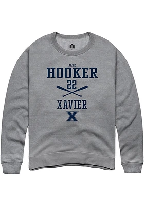 Jake Hooker  Rally Xavier Musketeers Mens Graphite NIL Sport Icon Long Sleeve Crew Sweatshirt