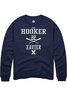 Jake Hooker  Rally Xavier Musketeers Mens Navy Blue NIL Sport Icon Long Sleeve Crew Sweatshirt