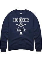 Jake Hooker  Rally Xavier Musketeers Mens Navy Blue NIL Sport Icon Long Sleeve Crew Sweatshirt