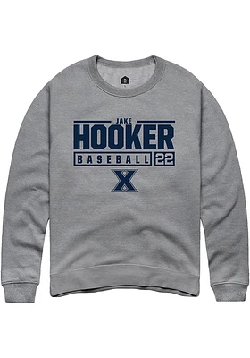 Jake Hooker  Rally Xavier Musketeers Mens Graphite NIL Stacked Box Long Sleeve Crew Sweatshirt