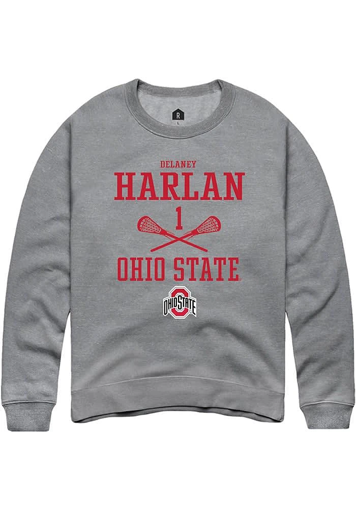 Delaney Harlan  Rally Ohio State Buckeyes Mens Graphite NIL Sport Icon Long Sleeve Crew Sweatshi..