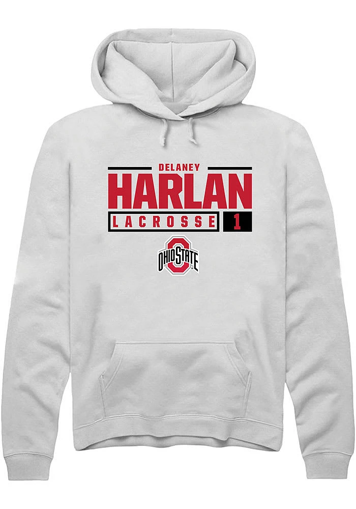 Delaney Harlan Rally Ohio State Buckeyes Mens NIL Stacked Box Long Sleeve Hoodie