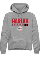 Delaney Harlan  Rally Ohio State Buckeyes Mens Graphite NIL Stacked Box Long Sleeve Hoodie