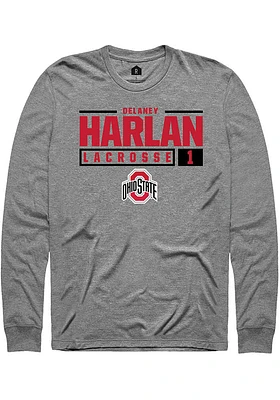 Delaney Harlan  Ohio State Buckeyes Graphite Rally NIL Stacked Box Long Sleeve T Shirt