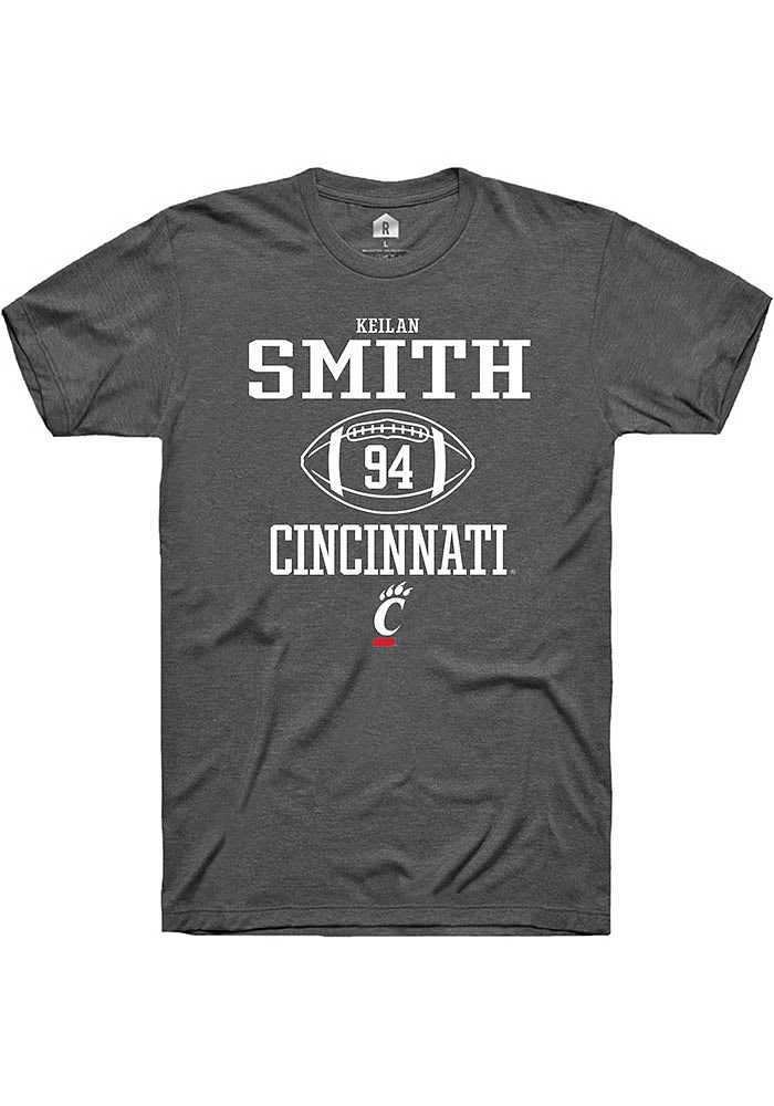 Keilan Smith  Cincinnati Bearcats Dark Grey Rally NIL Sport Icon Short Sleeve T Shirt