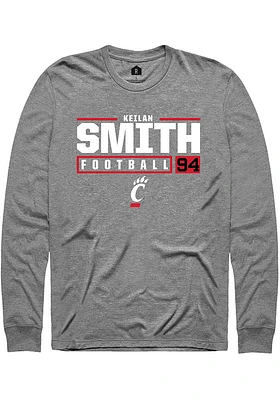 Keilan Smith  Cincinnati Bearcats Graphite Rally NIL Stacked Box Long Sleeve T Shirt