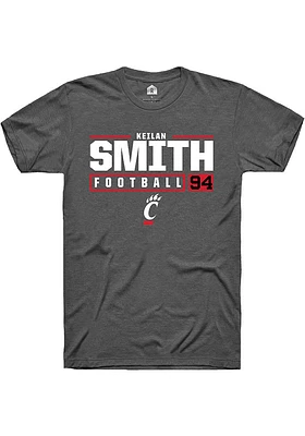 Keilan Smith  Cincinnati Bearcats Dark Grey Rally NIL Stacked Box Short Sleeve T Shirt