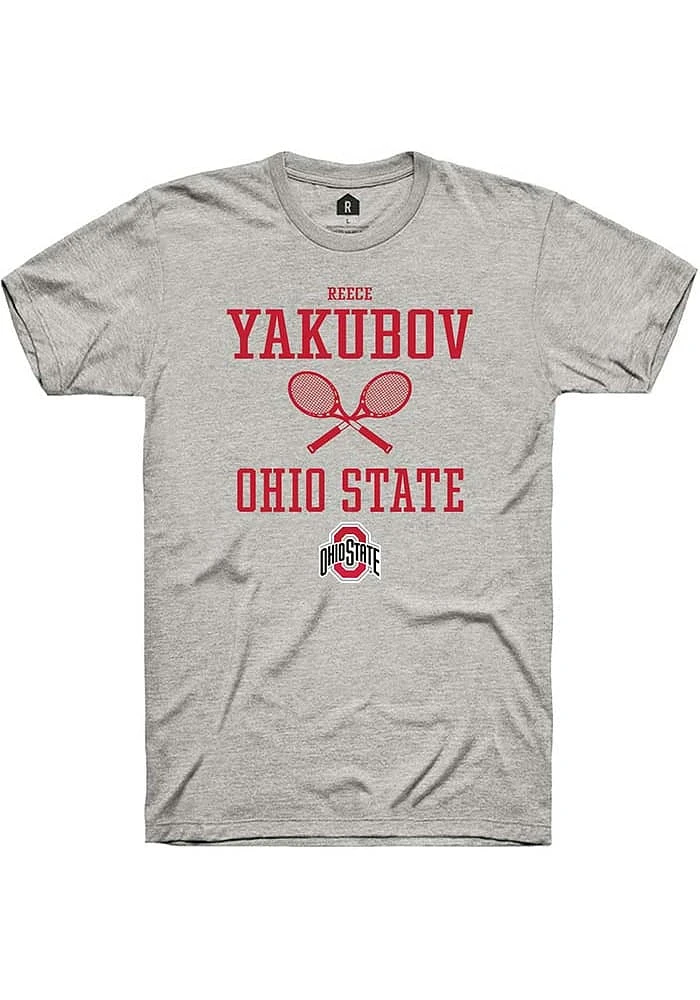 Reece Yakubov  Ohio State Buckeyes Ash Rally NIL Sport Icon Short Sleeve T Shirt