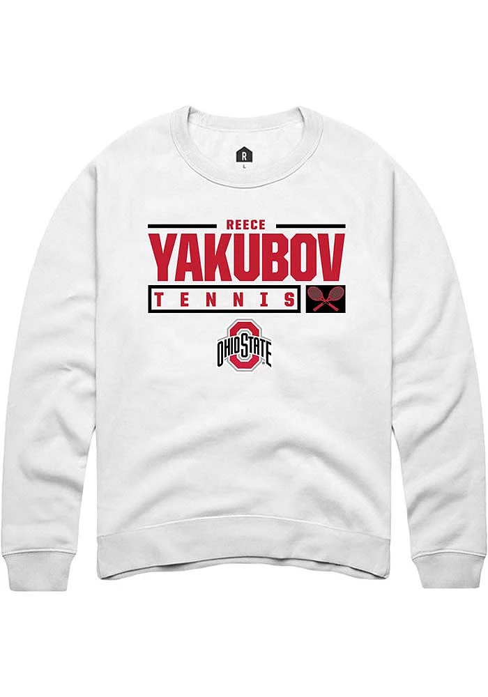 Reece Yakubov Rally Ohio State Buckeyes Mens NIL Stacked Box Long Sleeve Crew Sweatshirt