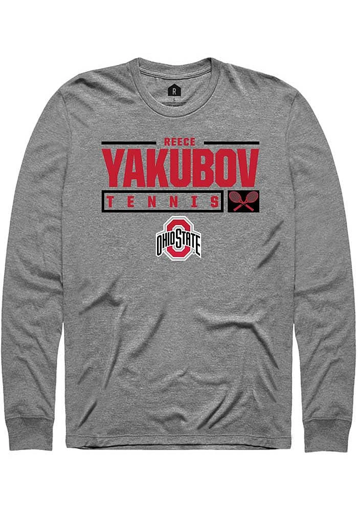 Reece Yakubov  Ohio State Buckeyes Graphite Rally NIL Stacked Box Long Sleeve T Shirt