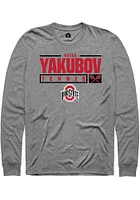 Reece Yakubov  Ohio State Buckeyes Graphite Rally NIL Stacked Box Long Sleeve T Shirt