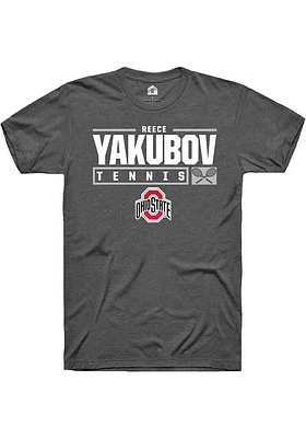 Reece Yakubov  Ohio State Buckeyes Dark Grey Rally NIL Stacked Box Short Sleeve T Shirt