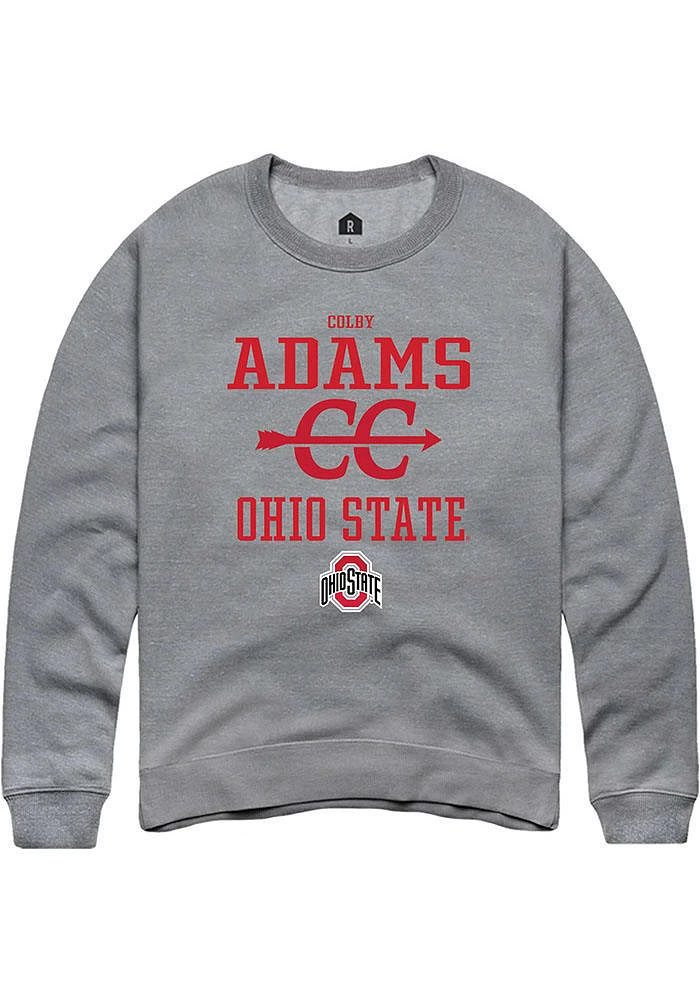 Colby Adams  Rally Ohio State Buckeyes Mens Graphite NIL Sport Icon Long Sleeve Crew Sweatshirt