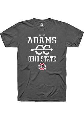 Colby Adams  Ohio State Buckeyes Dark Grey Rally NIL Sport Icon Short Sleeve T Shirt