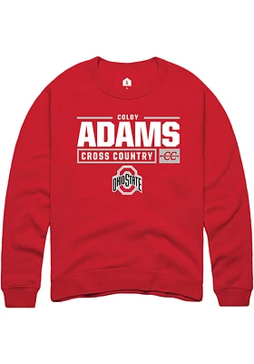 Colby Adams Rally Ohio State Buckeyes Mens NIL Stacked Box Long Sleeve Crew Sweatshirt