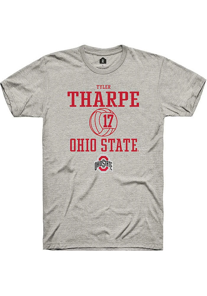 Tyler Tharpe  Ohio State Buckeyes Ash Rally NIL Sport Icon Short Sleeve T Shirt