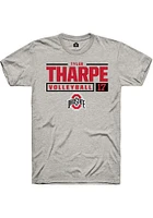 Tyler Tharpe  Ohio State Buckeyes Ash Rally NIL Stacked Box Short Sleeve T Shirt