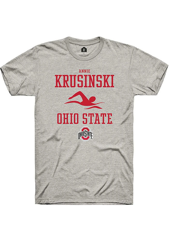 Annie Krusinski  Ohio State Buckeyes Ash Rally NIL Sport Icon Short Sleeve T Shirt