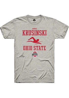 Annie Krusinski  Ohio State Buckeyes Ash Rally NIL Sport Icon Short Sleeve T Shirt