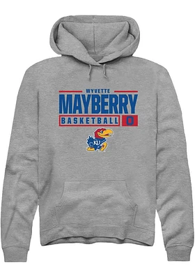 Wyvette Mayberry  Rally Kansas Jayhawks Mens Graphite NIL Stacked Box Long Sleeve Hoodie