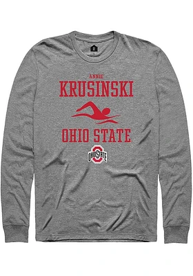 Annie Krusinski  Ohio State Buckeyes Graphite Rally NIL Sport Icon Long Sleeve T Shirt