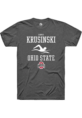 Annie Krusinski  Ohio State Buckeyes Dark Grey Rally NIL Sport Icon Short Sleeve T Shirt