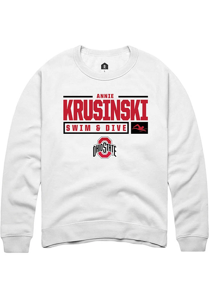 Annie Krusinski Rally Ohio State Buckeyes Mens NIL Stacked Box Long Sleeve Crew Sweatshir