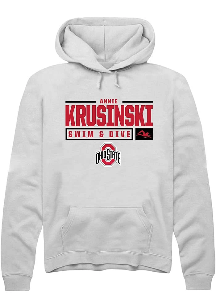 Annie Krusinski Rally Ohio State Buckeyes Mens NIL Stacked Box Long Sleeve Hoodie