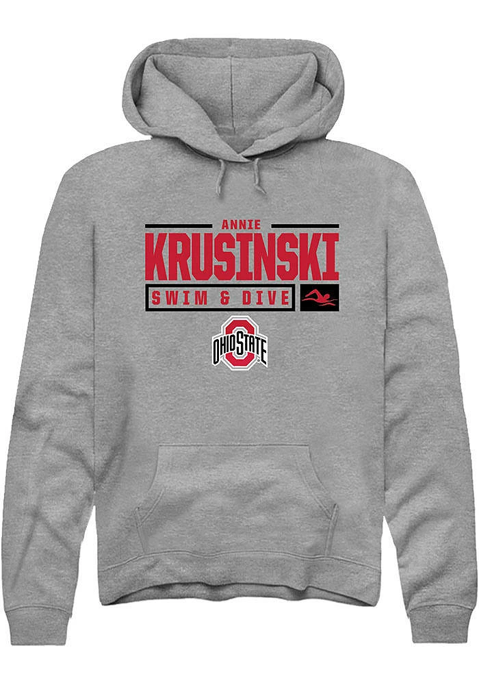 Annie Krusinski  Rally Ohio State Buckeyes Mens Graphite NIL Stacked Box Long Sleeve Hoodie