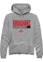 Annie Krusinski  Rally Ohio State Buckeyes Mens Graphite NIL Stacked Box Long Sleeve Hoodie