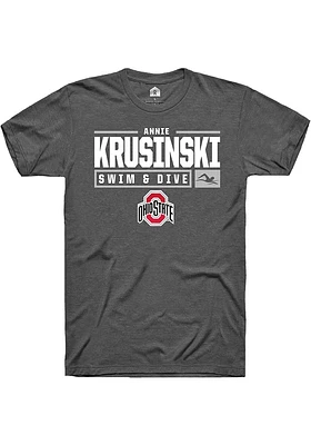 Annie Krusinski  Ohio State Buckeyes Dark Grey Rally NIL Stacked Box Short Sleeve T Shirt