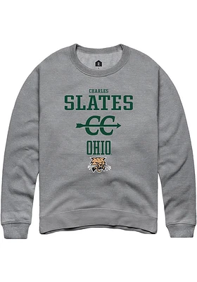 Charles Slates  Rally Ohio Bobcats Mens Graphite NIL Sport Icon Long Sleeve Crew Sweatshirt