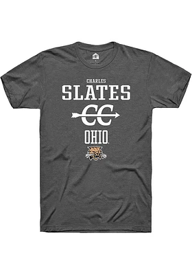 Charles Slates  Ohio Bobcats Dark Grey Rally NIL Sport Icon Short Sleeve T Shirt