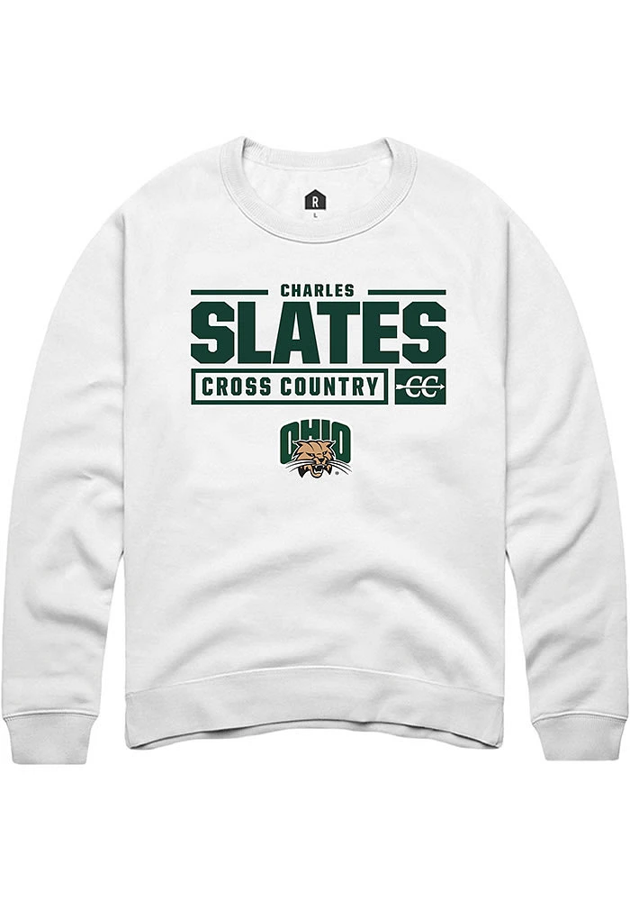 Charles Slates Rally Ohio Bobcats Mens NIL Stacked Box Long Sleeve Crew Sweatshirt