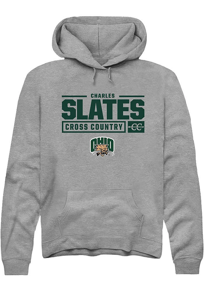 Charles Slates Rally Ohio Bobcats Mens Graphite NIL Stacked Box Long Sleeve Hoodie